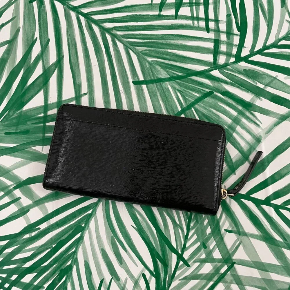 Kate Spade New York Bixby Place Neda Black Patent Leather Zip Around Wallet